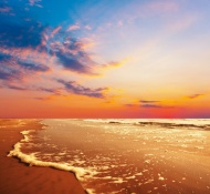 夕阳海浪大海风景风光图片