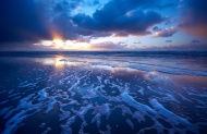 夕阳海滩大海风景风光图片